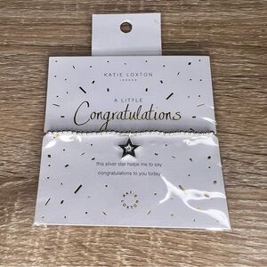 New! Katie Loxton “A Little Congratulations” Bracelet – Silver Beaded Stretch